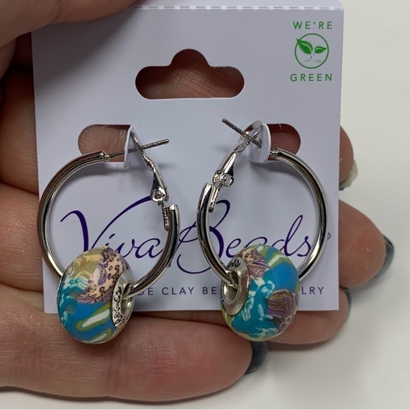 Viva Beads Clay Beaded Earth Design Hoops - Picture 5 of 8